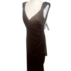 ALEX Evenings Elegant Dark Brown  Evening Gown. Size 10, NWT
